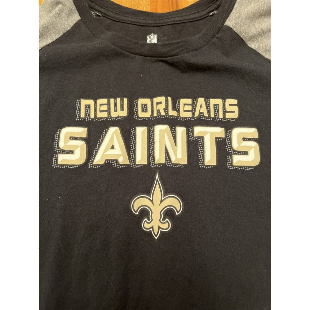 New Orleans Saints NFL Team Apparel Long Sleeve Black Gray Youth XL Shirt - Picture 2 of 10